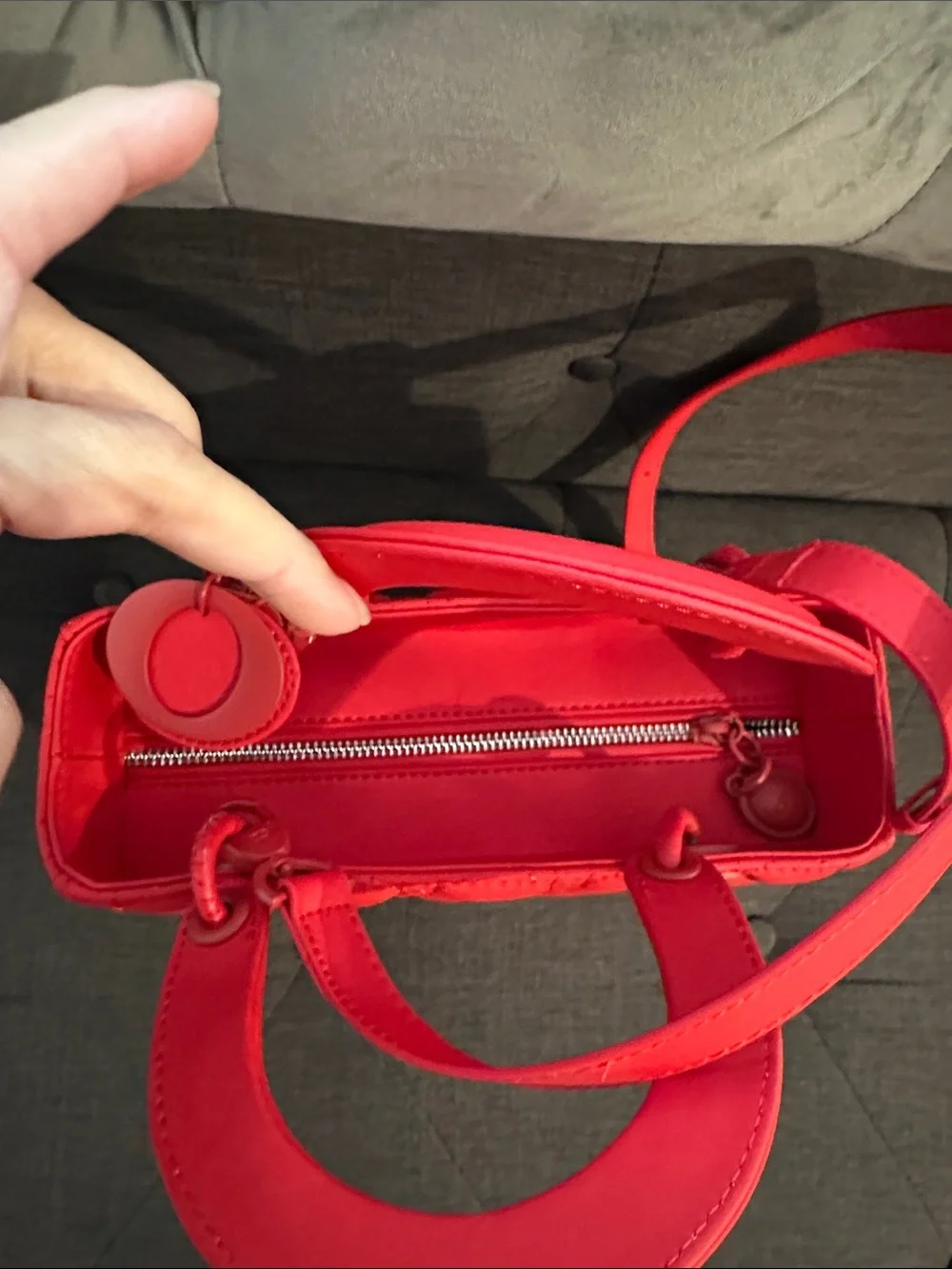 Pre loved Red Quilted Top-Handle Women's Shoulder Bag